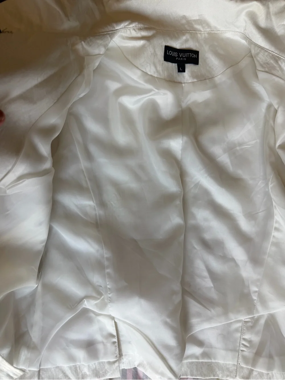 Louis Vuitton Cream Cropped Pea Coat with Black Buttons